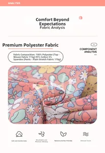Dettaglio tessuto floreale: top 100% poliestere e pantaloni in misto 95% cotone elastan