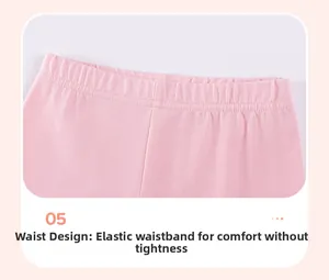 Detail des elastischen Bundes an rosa Baumwoll-Leggings für Mädchen, bequem sitzend