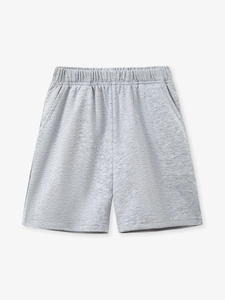 Classic grey marl cotton shorts for kids featuring elastic waistband and side pockets