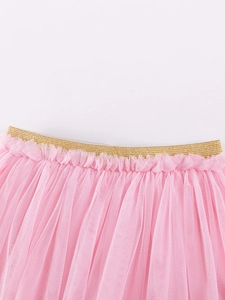 Jupe tutu rose pour filles avec ceinture dorée brillante et plusieurs couches de tulle