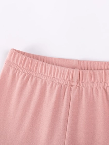 Pantaloni in maglia rosa per bambina con vita elastica e doppia cucitura di qualità