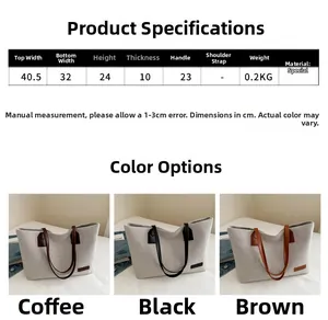 Detailed size specifications and product parameters of the canvas tote bag with leather handles