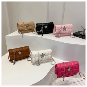 Detailed collection of quilted star handbags in six colors with elegant chain straps
