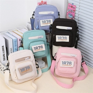Bolso Bandolera Pequeño de Lona para Mujer Estilo Bosque Minimalista Color Sólido Estampado de Letras Bolso de Hombro para Estudiantes Casual Versátil