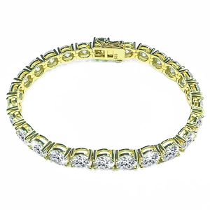 Macro shot of S925 sterling silver hallmark on golden moissanite tennis bracelet link
