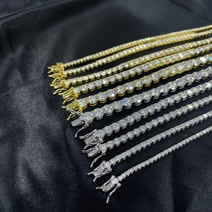 Detailed close-up of Moissanite tennis bracelets showing various sizes and secure box clasps