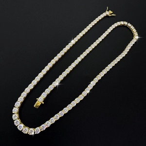 Detail of S925 silver tennis bracelet with moissanite stones and secure clasp closure
