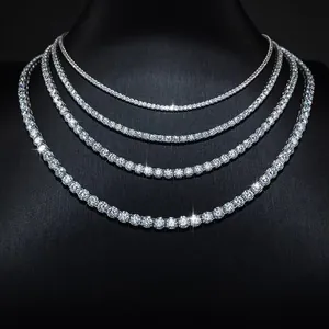 Macro shot of four Moissanite tennis bracelets in S925 sterling silver on black display
