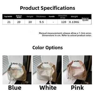Detailed size chart and dimensions of the jacquard shoulder bag in multiple colors