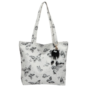 Witte tote bag met vlinderprint en pluchen monsterbedeltje voor casual vrouwen