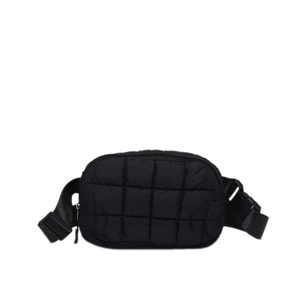 Sac banane nuage noir matelassé à la mode avec sangle réglable et boucle robuste
