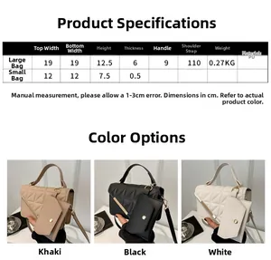 Detailed size chart for the minimalist PU leather crossbody bag and small matching pouch