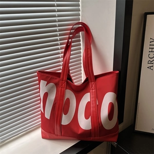 Damen Canvas Tragetasche im Koreanischen Retro-Stil Große Kapazität Buchstabendruck Schultertasche Casual Täglich Shopper Mit Reißverschluss
