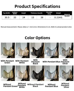 Size chart and color selection for large capacity tote bag with pleated fabric texture