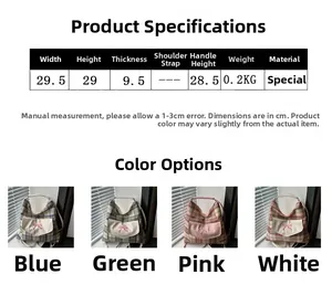 Detailed size specifications for the plaid tote bag with dimensions and color options