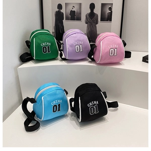 Detailed collection of mini canvas shell crossbody bags in five vibrant sporty colors
