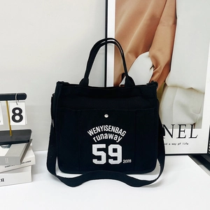 Women Large Capacity Canvas Tote Bag Letter Number Print 59 2028 Shoulder Crossbody Bag For Daily School Casual Handbag