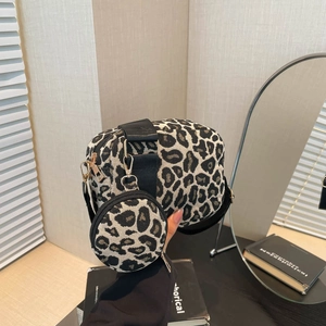 Borsa a Spalla da Donna Vintage in Tela con Stampa Leopardata con Portamonete Rimovibile Borsa a Tracolla alla Moda