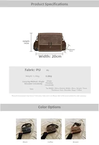 Detailed size specifications and dimensions for the vintage PU leather crossbody square bag
