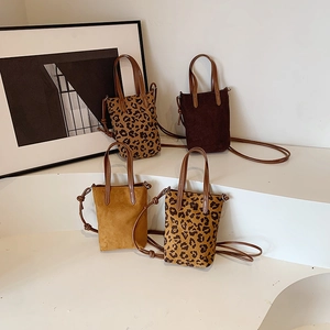Vintage Leopard Print Small Square Crossbody Bag Retro Suede PU Leather Women Minimalist Shoulder Phone Handbag Fashion Tote