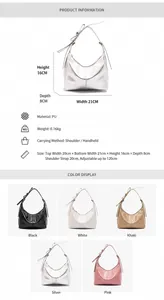 Detaillierte Größentabelle und Spezifikationen für die französische PU-Leder-Handtasche