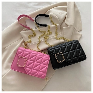 Vintage Gesteppt Kunstleder Schultertasche Für Damen Urban Einfach Umhängetasche Kette Mode Pendeln Quadratische Handtasche