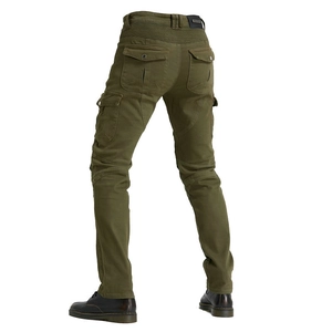 Pantalon cargo moto vert armée avec panneaux extensibles protecteurs et poches à rabat