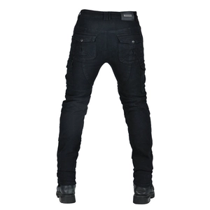 Men's black protective motorcycle jeans with Kevlar panels and cargo pockets back view