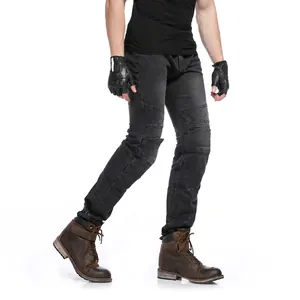Professional Motorcycle Riding Jeans Men Slim Fit Protective Denim Pants With Removable Knee Hip Armor Elastic Racing Trousers