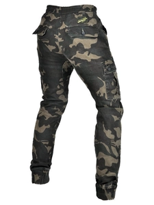 Men's slim camouflage motorcycle pants with multi-pockets and protective gear design