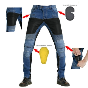 Jeans da moto uomo con protezioni rimovibili e inserti in rete traspirante di qualità