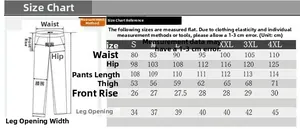 Tableau des tailles pour pantalon de moto d'hiver avec mesures de taille et longueur