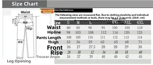 Detailed size chart for motorcycle riding jeans featuring S to 4XL measurements and guide