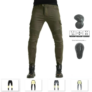Men Motorcycle Riding Jeans Cargo Pants With Detachable Knee Protectors Moto Racing Protective Gear Stretch Slim Fit Pants