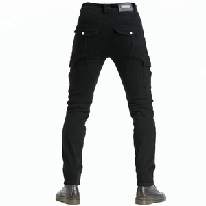 Pantalon de moto tactique noir pour homme avec plis de renfort à l'arrière