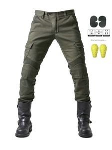 Herren Motorradreithose Mit Abnehmbarer Schutzausrüstung Cargo Taktische Jeans Akkordeonfalten Elastische Schlanke Passform Outdoor Biker Hose