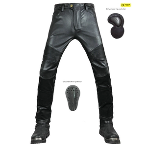 Motorcycle Riding Pants PU Synthetic Leather Waterproof Windproof Protective Gear Trousers Accordion Pleats Racing Pants