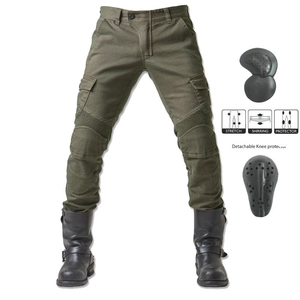 Men's Motorcycle Riding Pants Cargo Tactical Protective Trousers With Detachable Pads Nylon TR Cotton Shirring Cycling Jeans