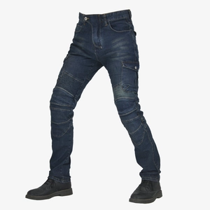 Herren-Motorradjeans in Olivgrün mit Knie-Schutzfalten und seitlichen Cargotaschen