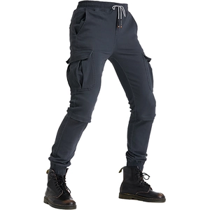 Men's charcoal grey cargo riding pants with multi-pockets and elastic drawstring waist