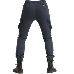 Dark gray multi-pocket cargo joggers for men with elastic waist and ribbed ankle cuffs