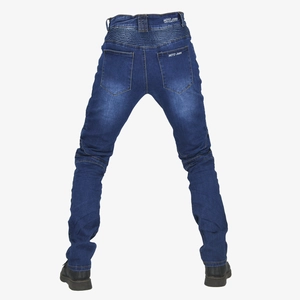 Blauwe motorjeans voor heren met stretchpanelen en beschermende denim afwerking