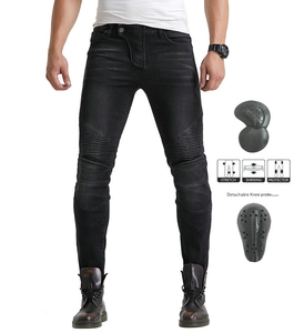 Jean de moto pour homme coupe slim avec panneaux extensibles et genouillères amovibles