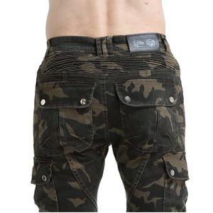 Camo motorcycle jeans for men and women with elasticated back waist for riding comfort