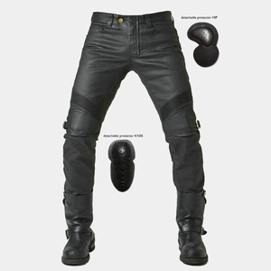Motorcycle Riding Jeans Waterproof Coated Fabric Anti-Fall Racing Pants With Removable Protectors Retro Biker Trousers