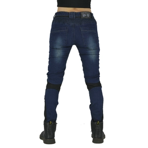 Slim fit women's motorcycle jeans with protective pads and rear stretch panels