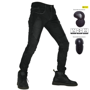 Women motorcycle riding jeans with CE certified knee pads and stretch accordion panels