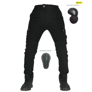 Black motorcycle riding pants with removable CE armor and stretch panels for women