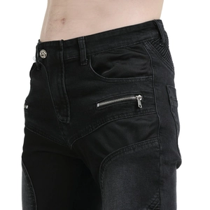 Motorradjeans für Herren aus schwarzem Denim mit atmungsaktivem Mesh und Reißverschlusstaschen