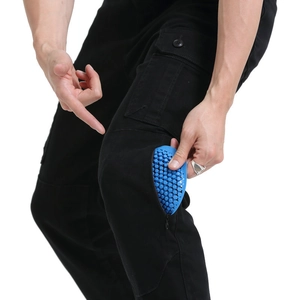Black cargo motorcycle jeans with multi-pockets and removable CE knee protection pads